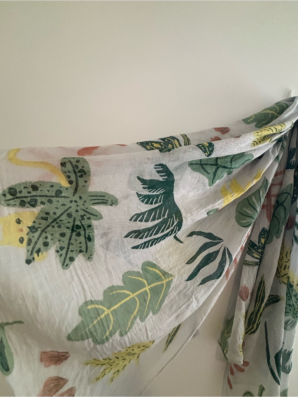 3 for $15😍 Danica Studio Cotton Scarf with Green, Yellow & Peach Botanical Motif